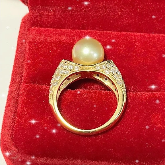 18k yellow gold ring with SS Pearl - Picture 4 of 8
